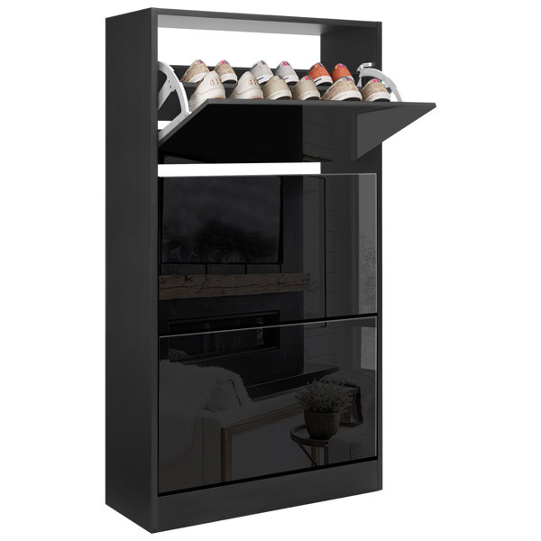 Black gloss online shoe cabinet